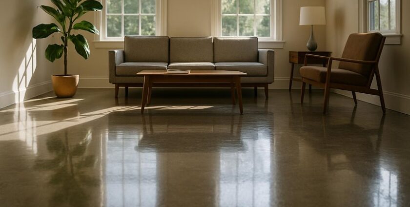 Modern living room with sofa and armchair